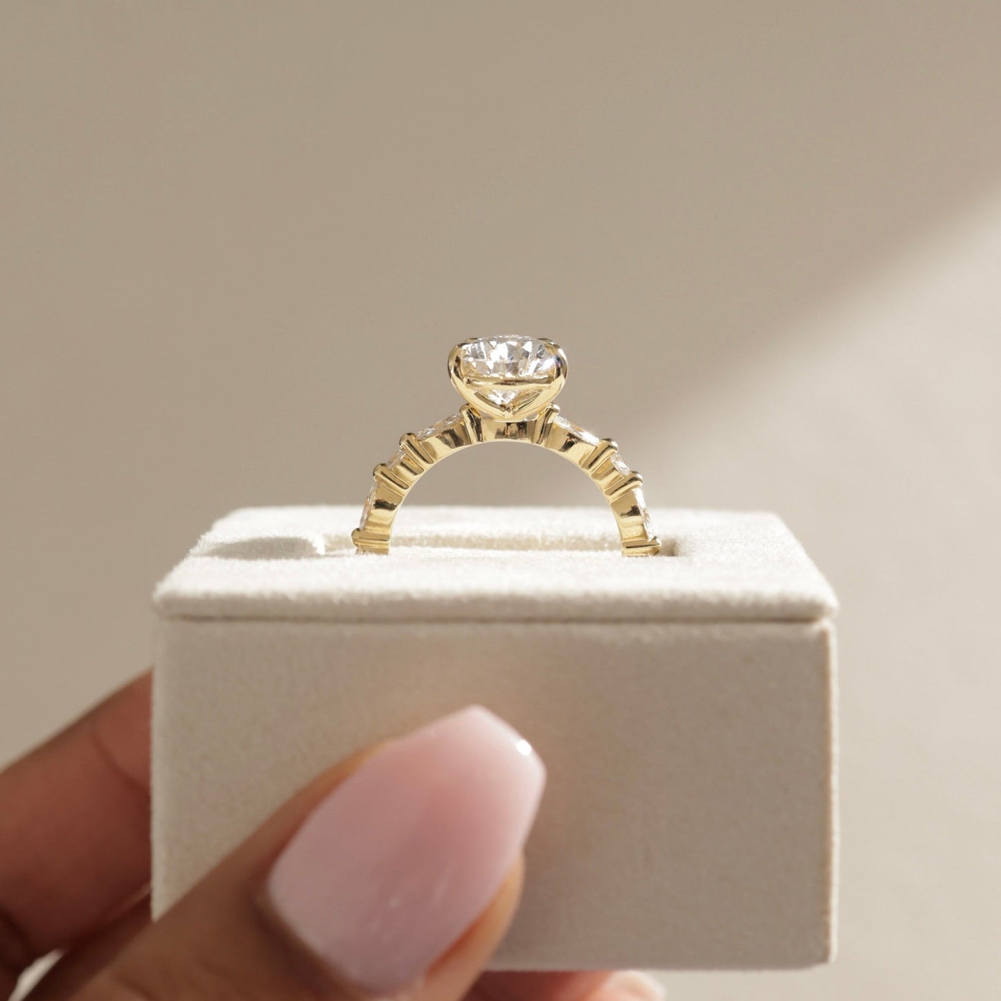 Pear Dainty Pave Lab Grown Diamond Engagement Ring