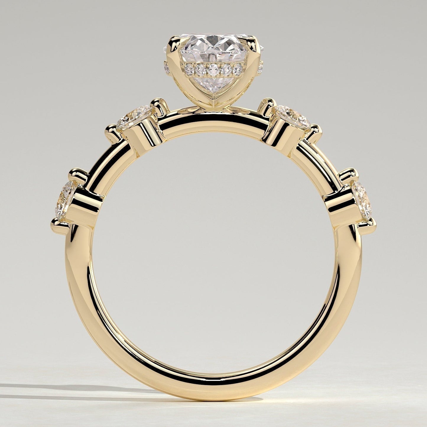 Oval Dainty Pave Lab Grown Diamond Engagement Ring
