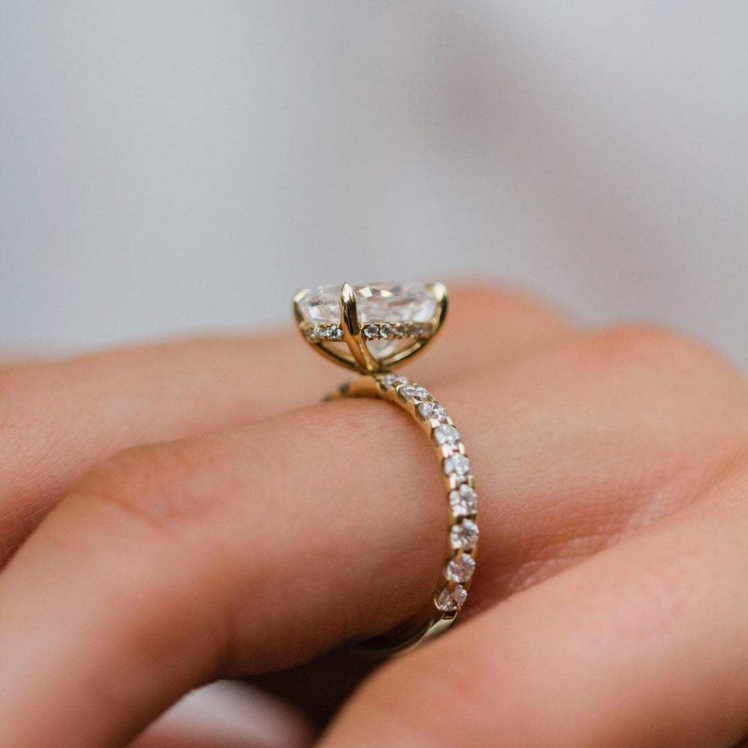 3.5 CT Oval Pave Lab Grown Diamond Engagement Ring