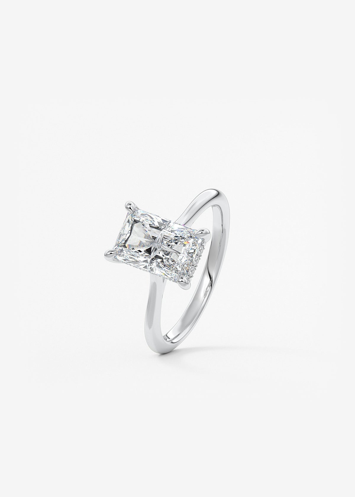 Radiant Hidden Halo/ Cathedral Lab Grown Diamond Engagement Ring