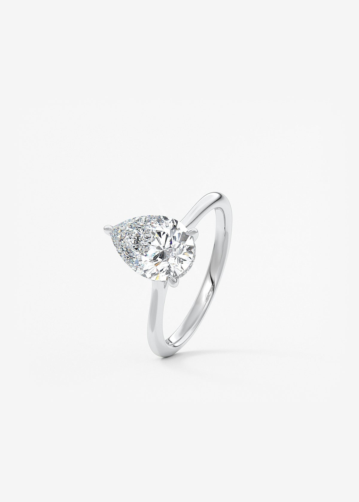 Pear Hidden Halo/ Cathedral Lab Grown Diamond Engagement Ring