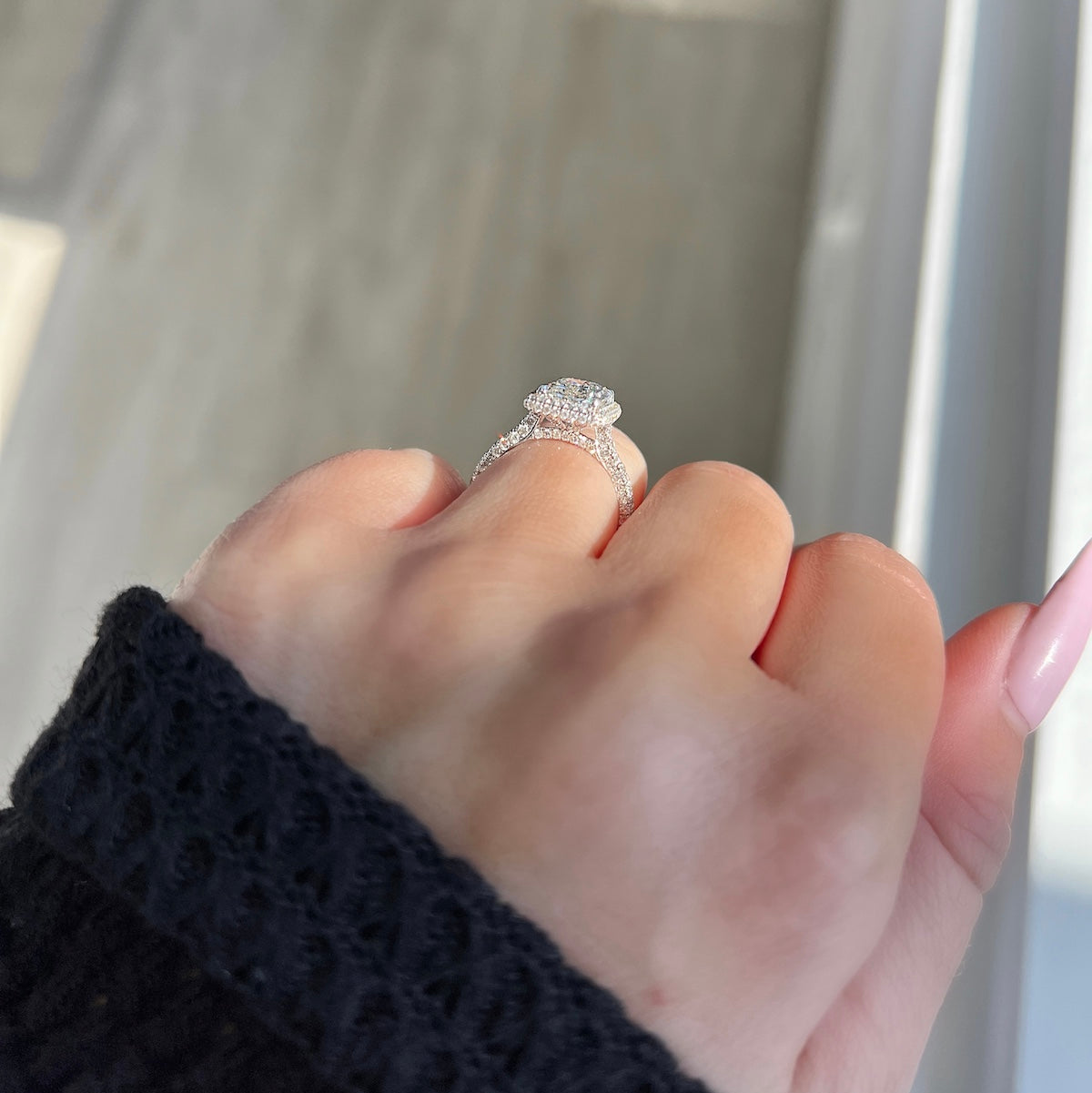 2.03 CT Radiant Halo & Pave Lab Grown Diamond Engagement Ring