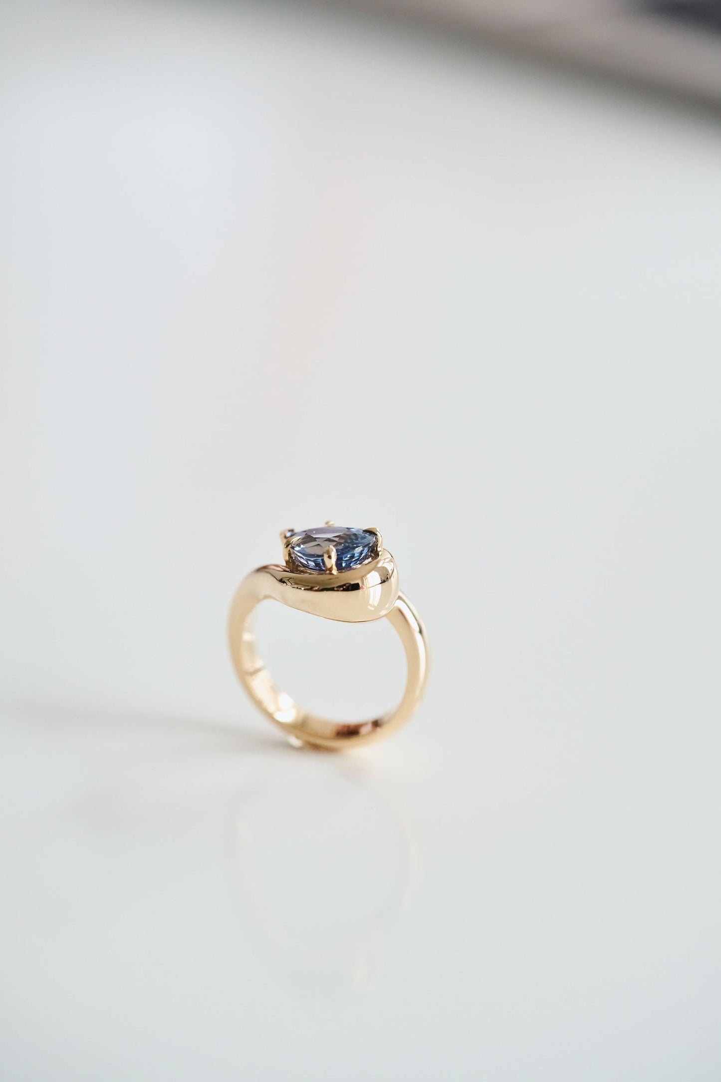3.5 CT Round Pave Lab Grown Blue Sapphire Engagement Ring
