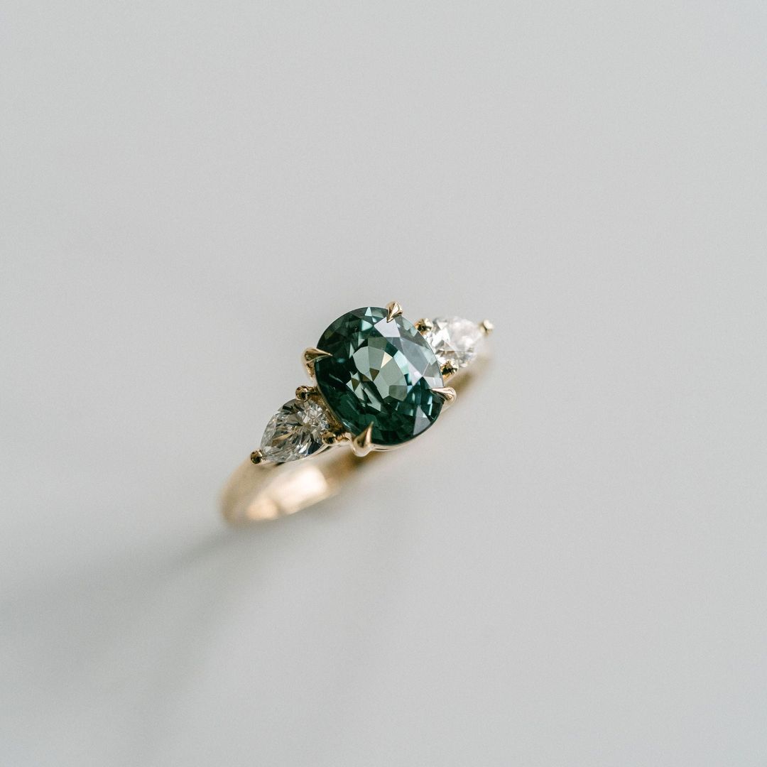 3.5 CT Round Pave Lab Grown Blue Sapphire Engagement Ring