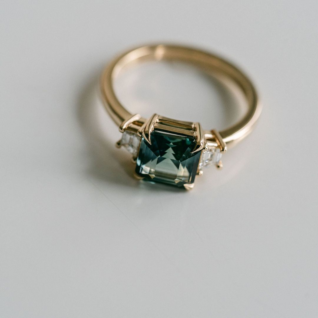 3.5 CT Round Pave Lab Grown Blue Sapphire Engagement Ring