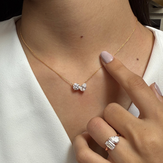 2.0 TCW Pear & Round Lab Grown Diamond Two Stone Necklace