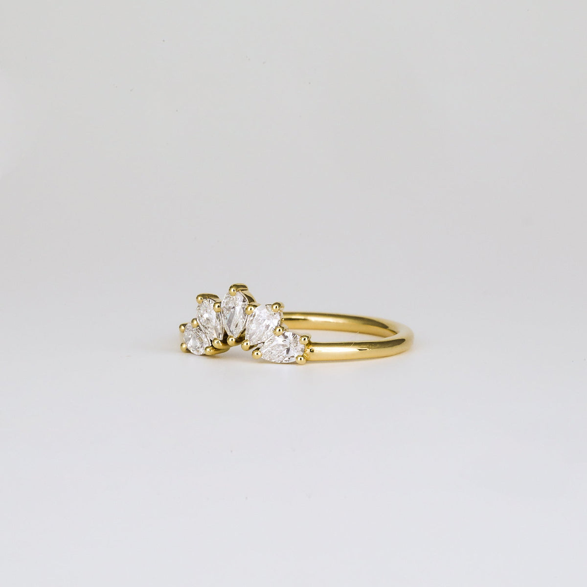 0.45 TCW Pear Five Stone Curved Lab Grown Diamond Wedding Band