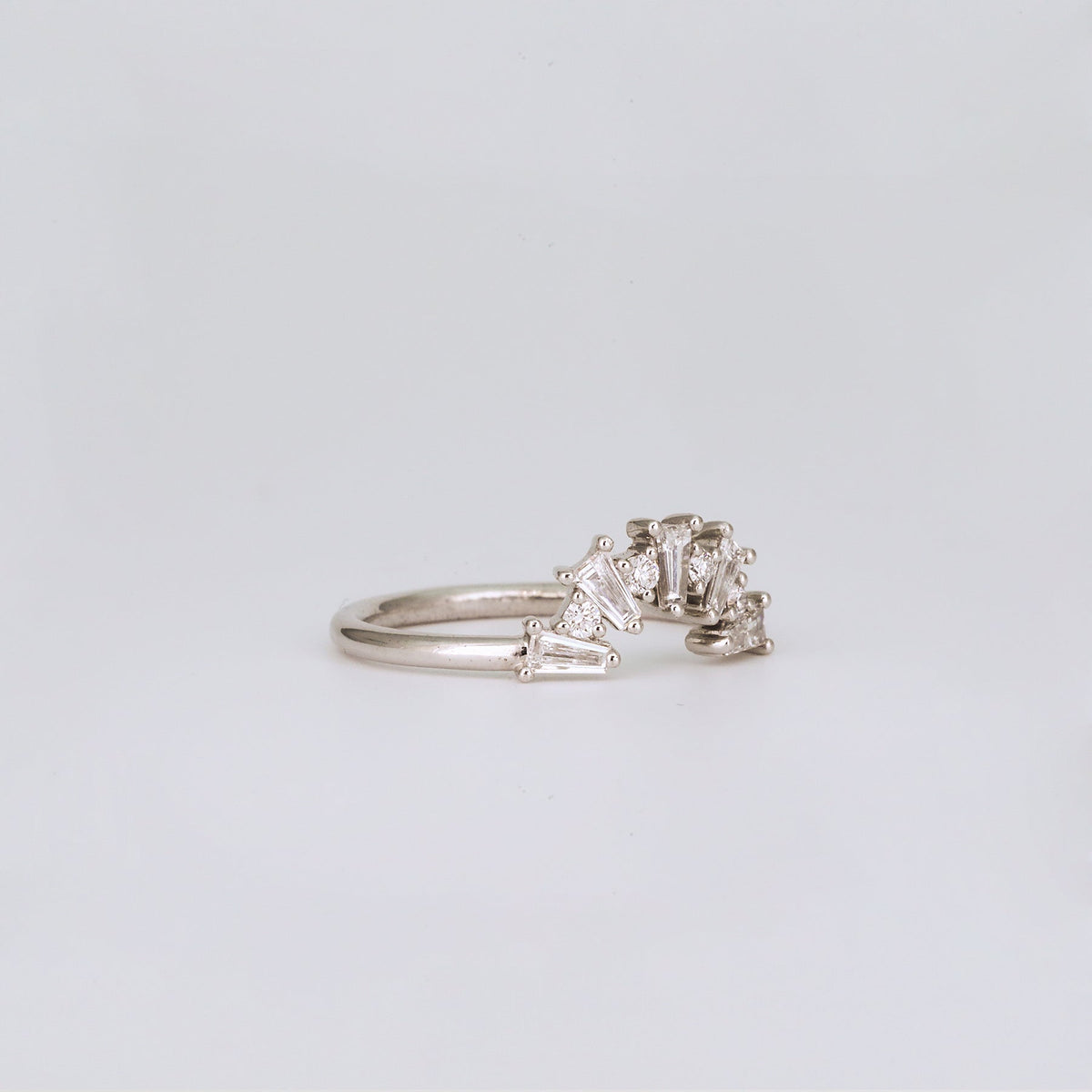 0.48 TCW Tapered Baguette & Round Curved Lab Grown Diamond Wedding Band
