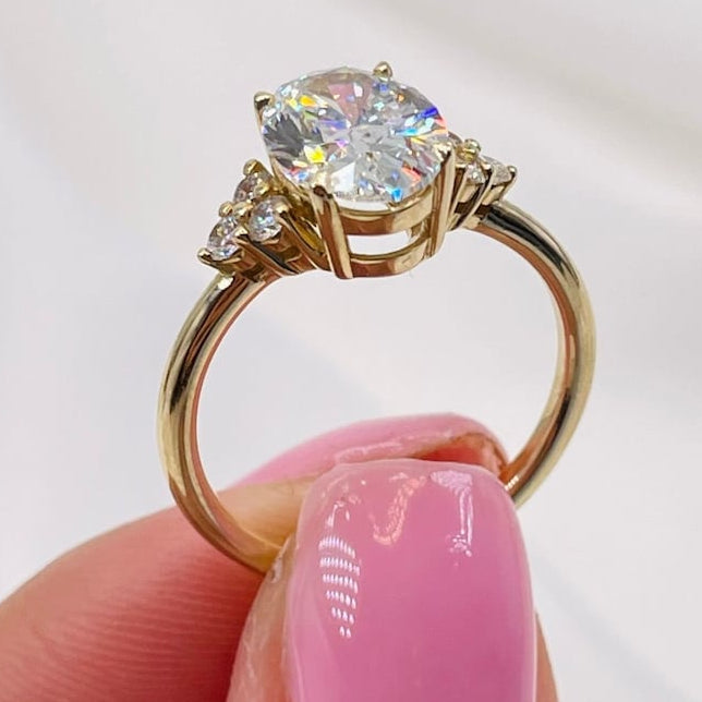 2.5 CT Oval Cluster Lab Grown Diamond Engagement Ring