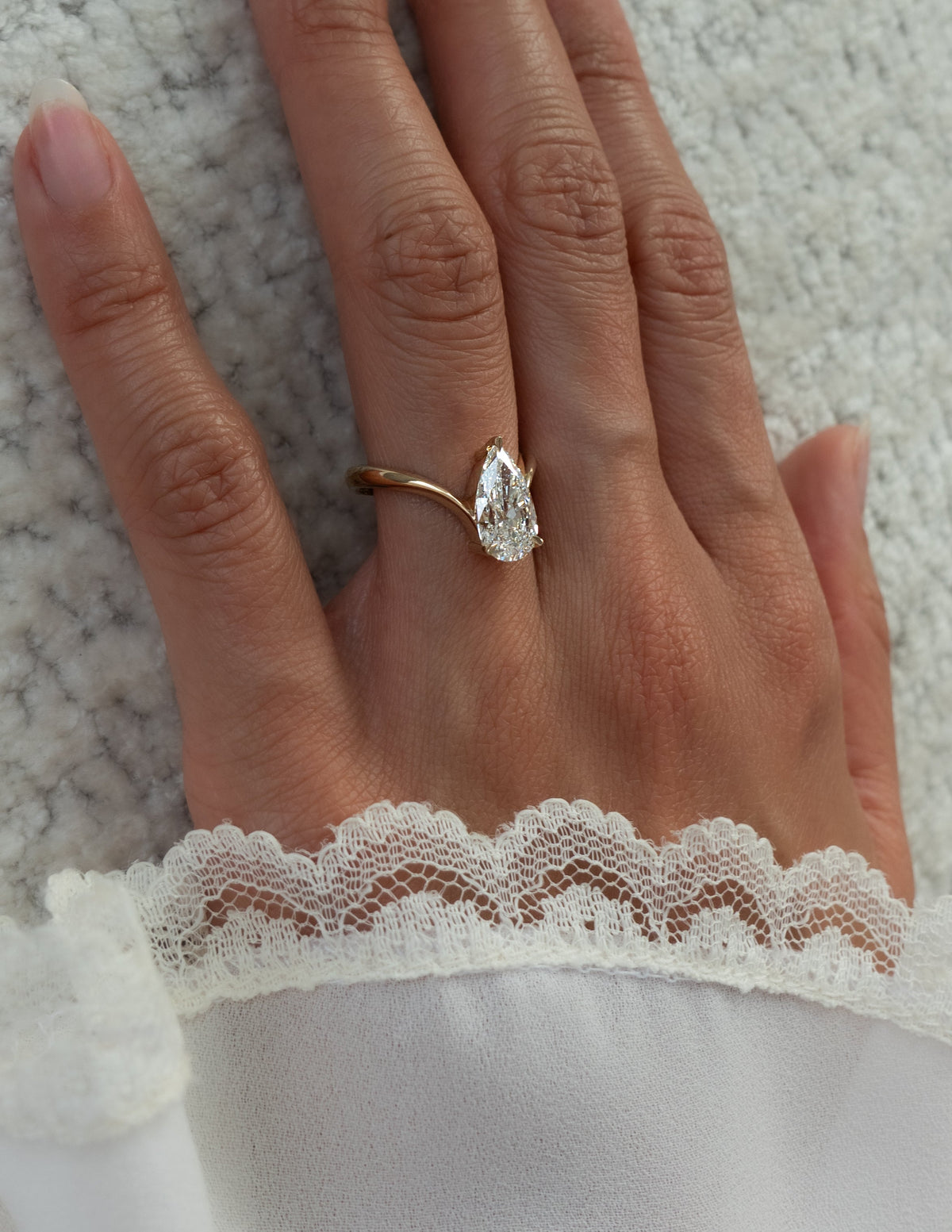 3.0 CT Pear Shaped Lab Grown Diamond Soliatire Style Engagement Ring
