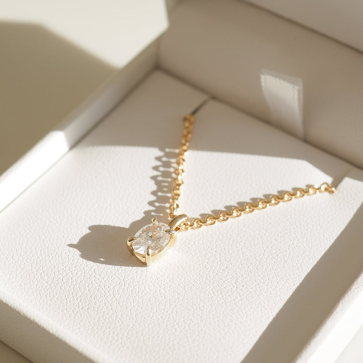 0.75 CT Oval Lab Grown Diamond Solitaire Necklace