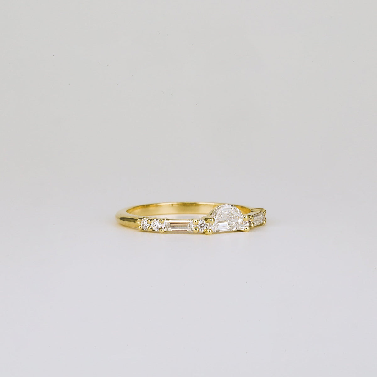 0.25 TCW Half-Moon, Round & Baguette Half Eternity Lab Grown Diamond Wedding Band
