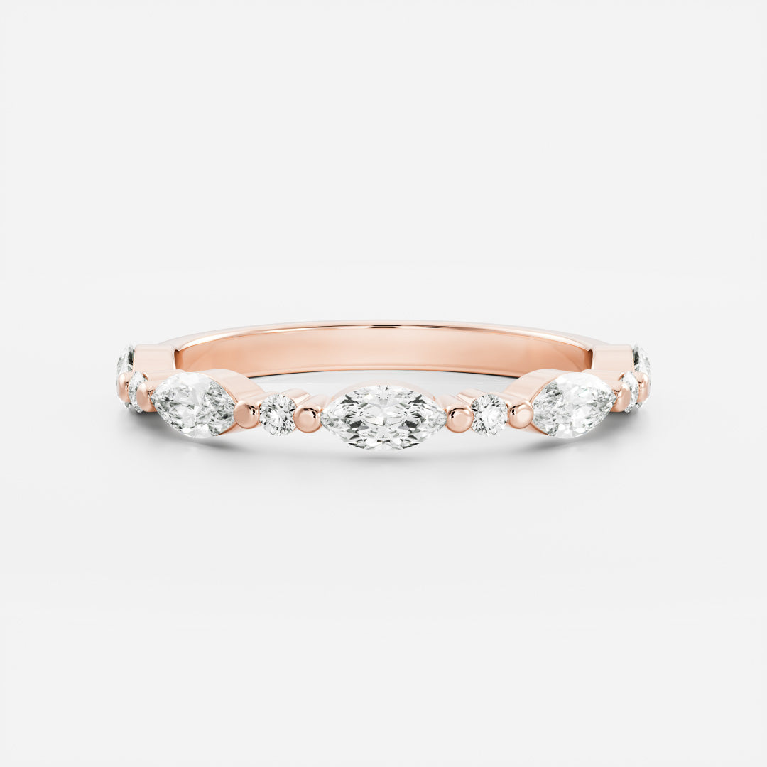 0.2 TCW Marquise & Round Half Eternity Lab Grown Diamond Wedding Band