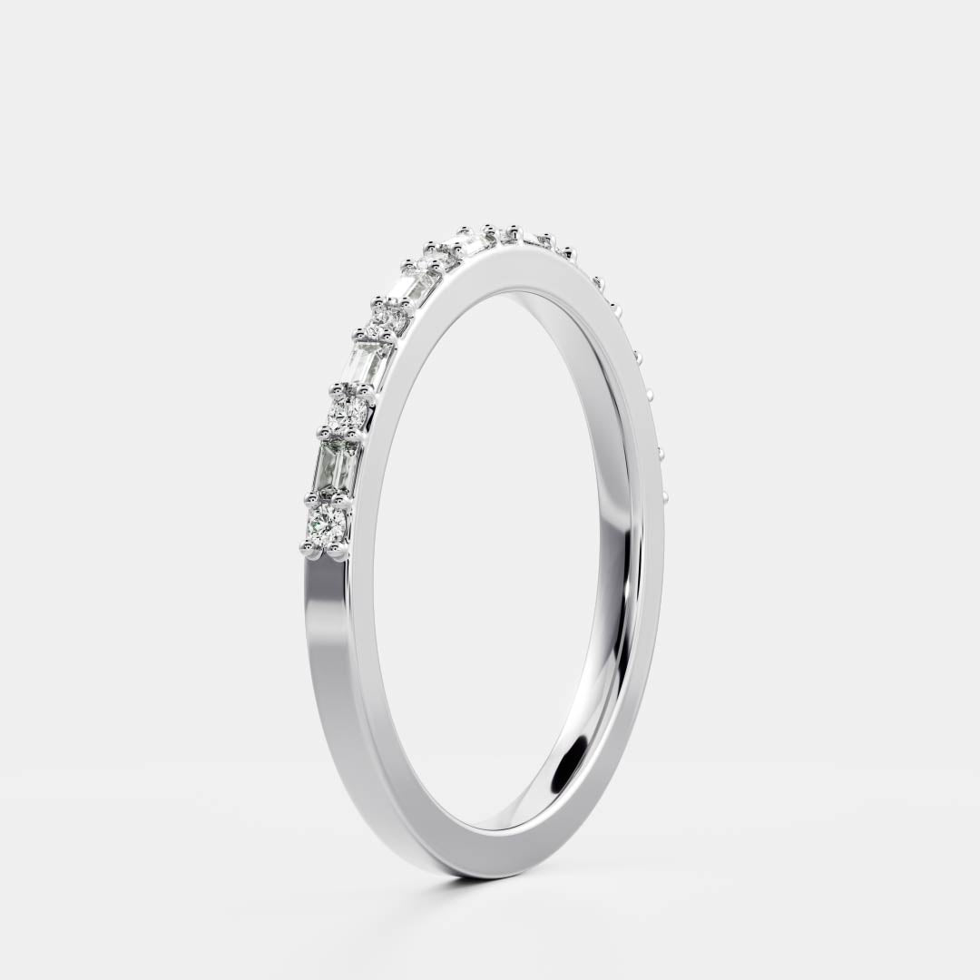 0.2 TCW Baguette & Round Half Eternity Lab Grown Diamond Wedding Band