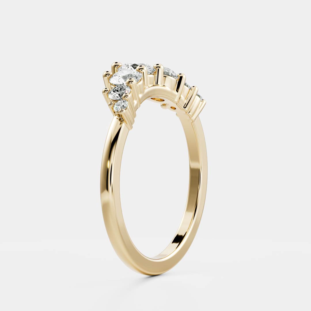 0.2 TCW Round Curved Lab Grown Diamond Wedding Band