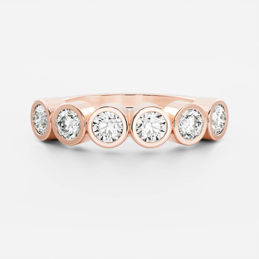 0.2 TCW Round Bezel & Half Eternity Lab Grown Diamond Wedding Band
