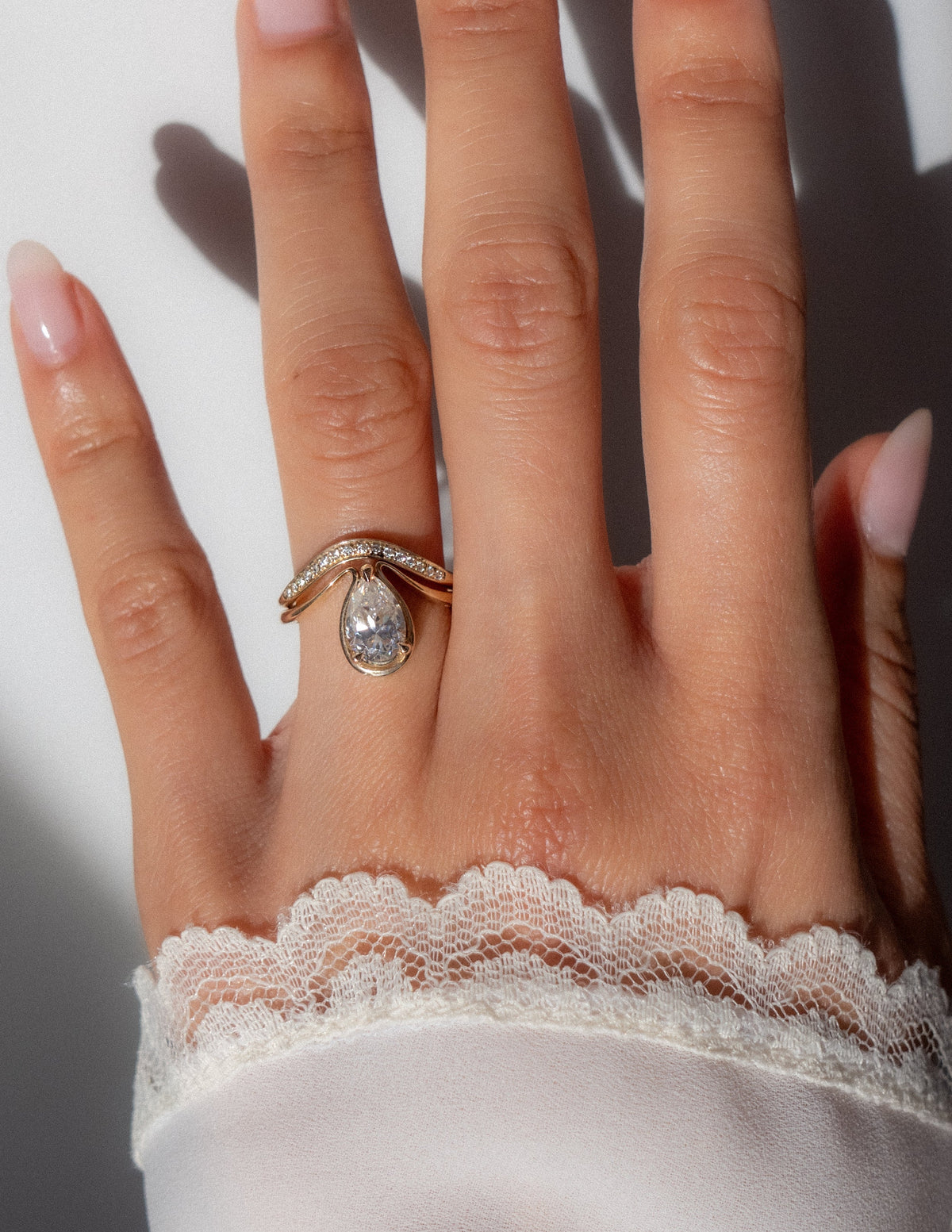 1.25 CT Pear Shaped Lab Grown Diamond Unique Style Engagement Ring