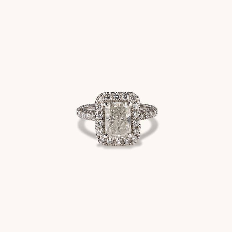 2.05 CT Radiant Halo & Pave Lab Grown Diamond Engagement Ring