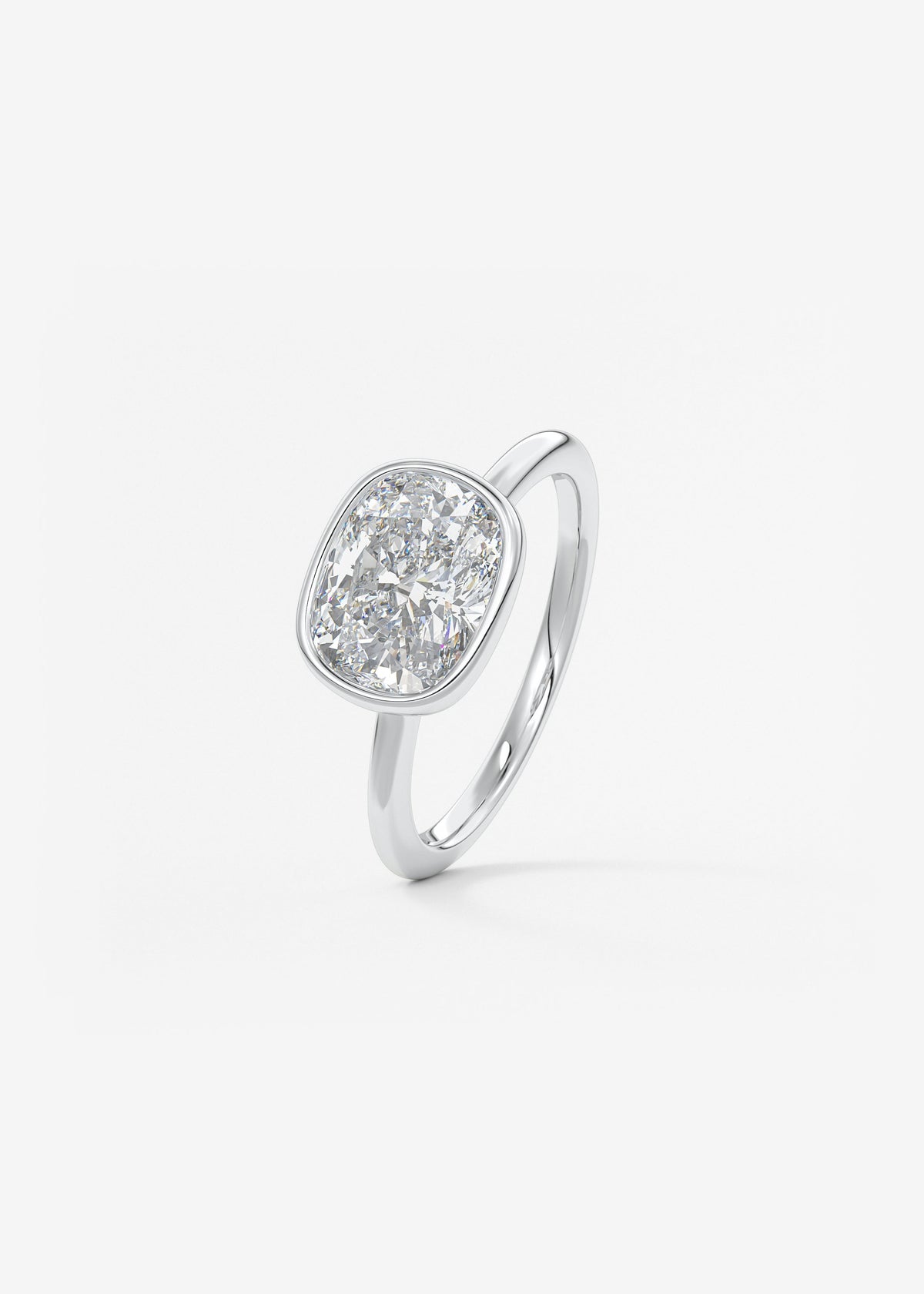 Elongated Cushion East West Bezel Lab Grown Diamond Engagement Ring