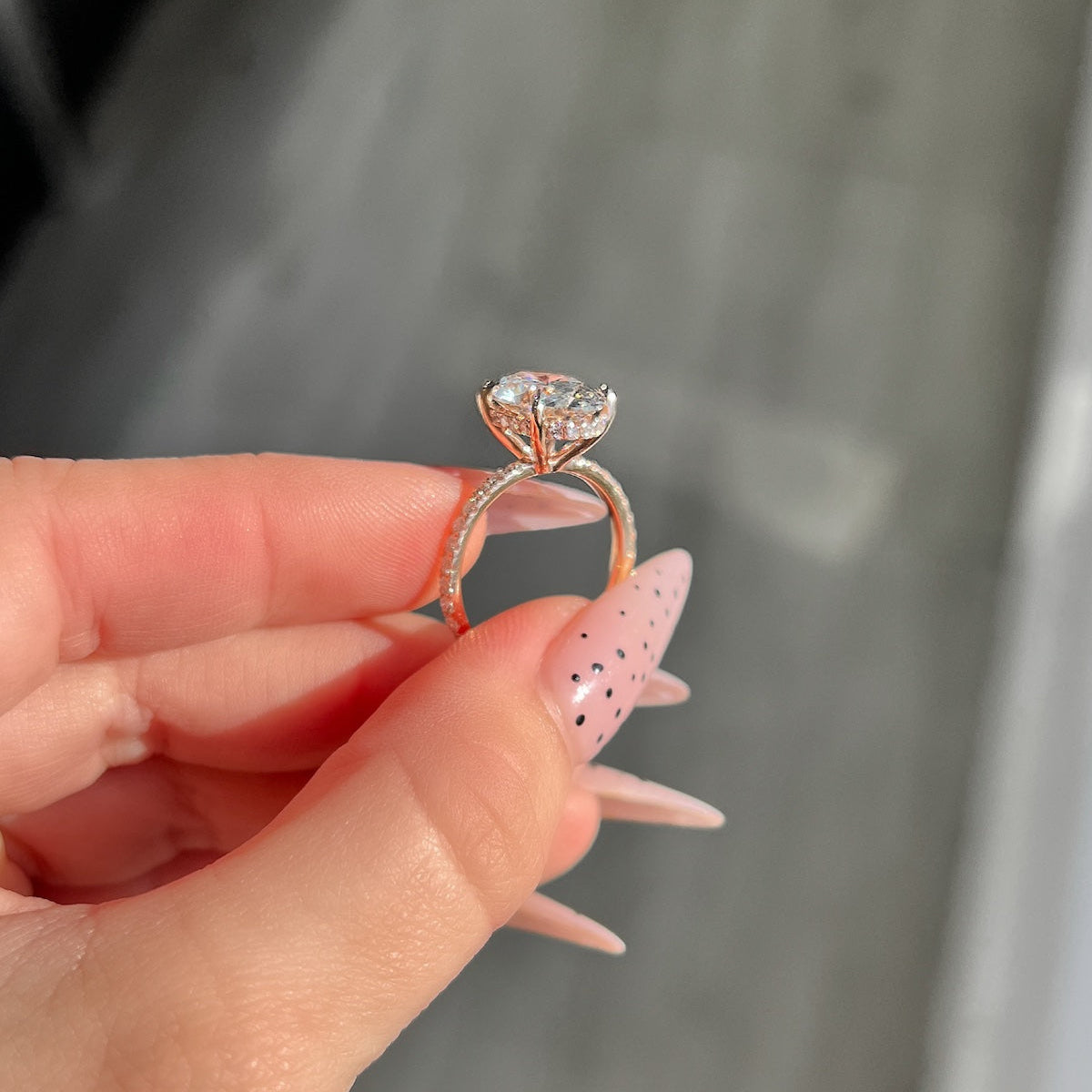 3.50 CT Oval Pave Lab Grown Diamond Engagement Ring