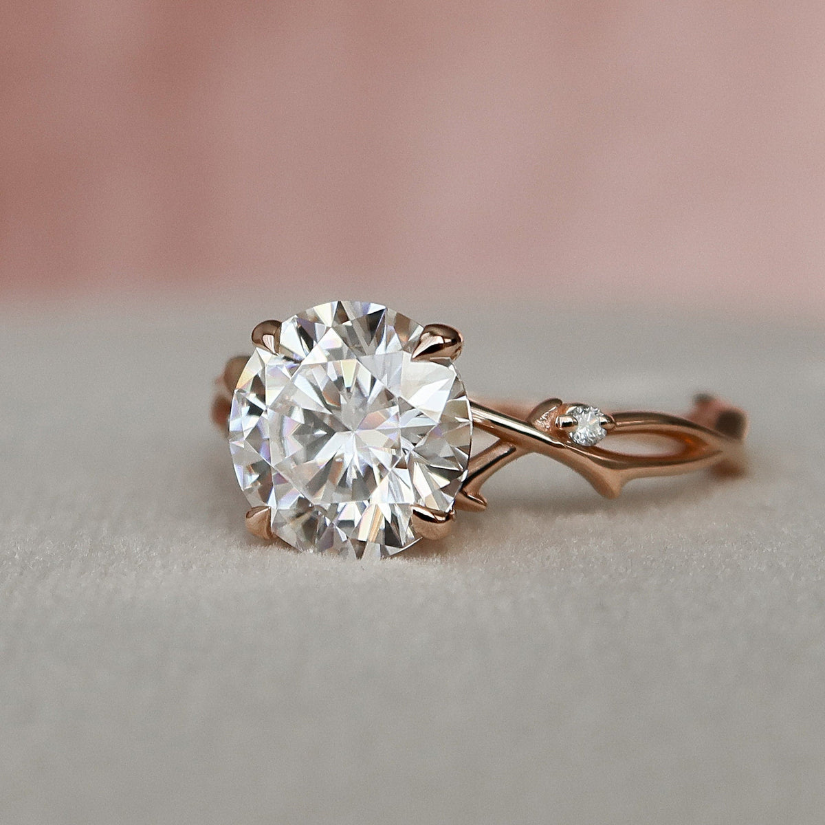 2.5 CT Round Twig Pave Lab Grown Diamond Engagement Ring