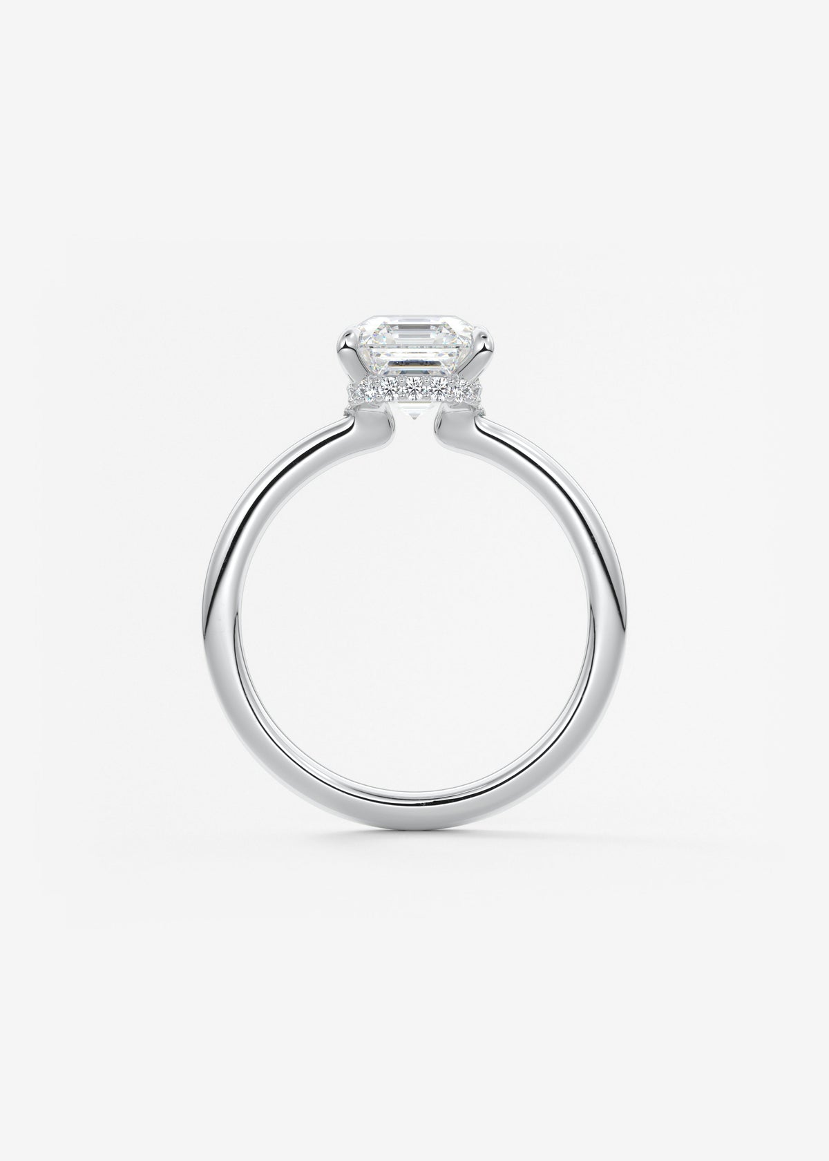 Asscher Hidden Halo Lab Grown Diamond Engagement Ring