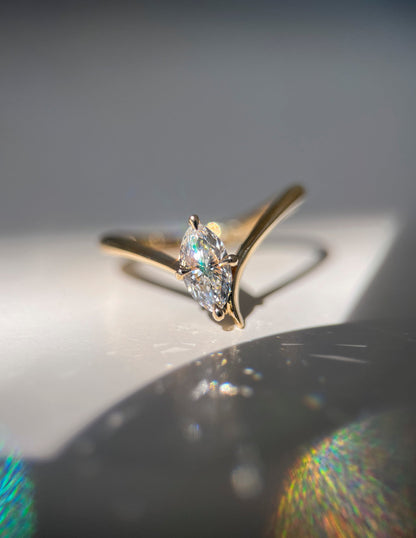 0.5 CT Marquise Shape Lab Grown Diamond Solitaire Engagement Ring