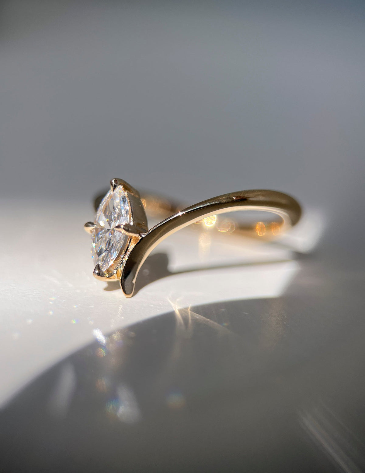 0.5 CT Marquise Shape Lab Grown Diamond Solitaire Engagement Ring