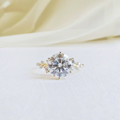 2 CT Round Cluster Lab Grown Diamond Engagement Ring