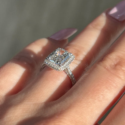 2.03 CT Radiant Halo & Pave Lab Grown Diamond Engagement Ring