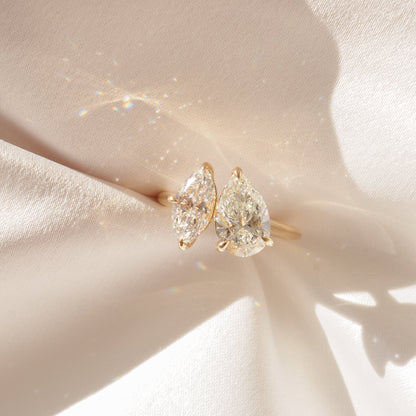 1.5 TCW Pear & Marquise Toi Et Moi Lab Grown Diamond Engagement Ring