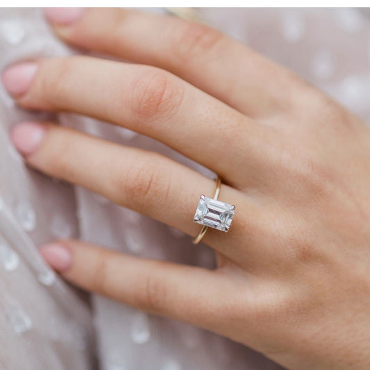 2.6 CT Emerald Solitaire Lab Grown Diamond Engagement Ring