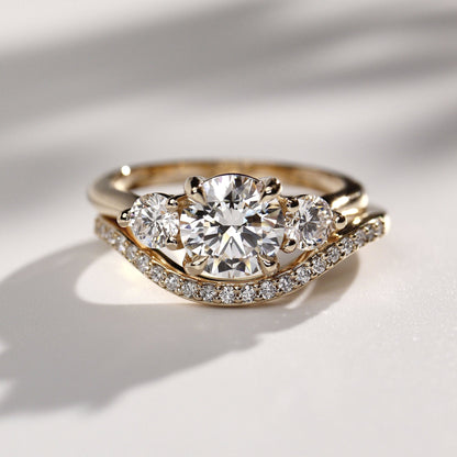 1.30 CT Round Three Stone Lab Grown Diamond Engagement Ring