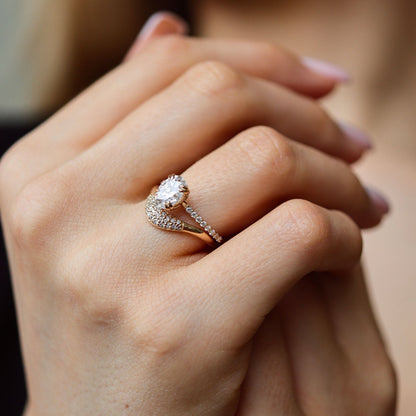 1.25 CT Oval Pave Lab Grown Diamond Engagement Ring