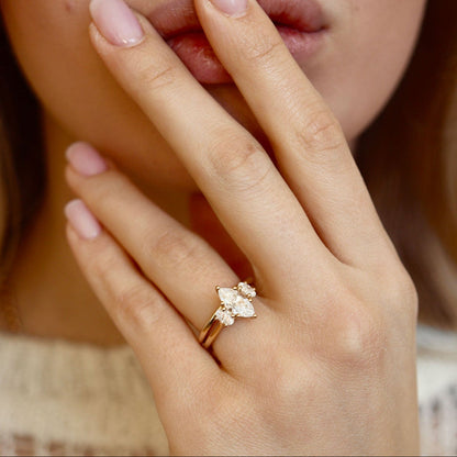 1.50 CT Marquise Three Stone Lab Grown Diamond Engagement Ring