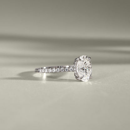 2.50 CT Oval Pave Lab Grown Diamond Engagement Ring