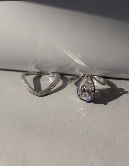 1.25 CT Pear Shaped Lab Grown Diamond Unique Style Engagement Ring