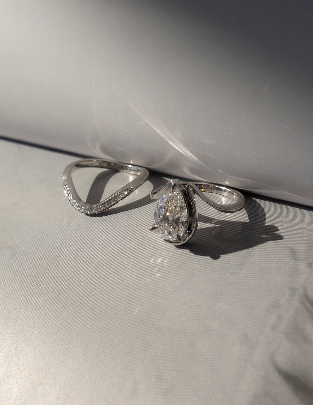 1.25 CT Pear Shaped Lab Grown Diamond Unique Style Engagement Ring