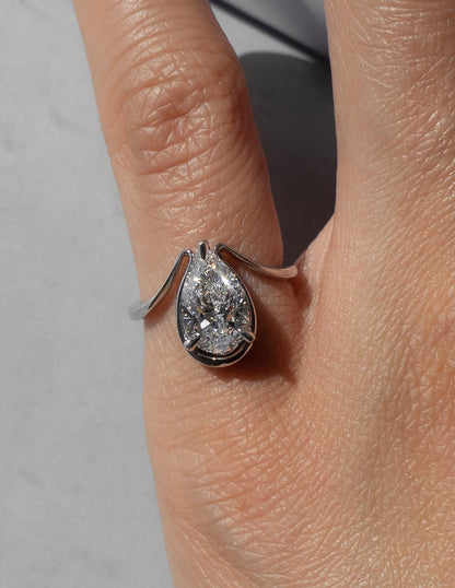 1.25 CT Pear Shaped Lab Grown Diamond Unique Style Engagement Ring