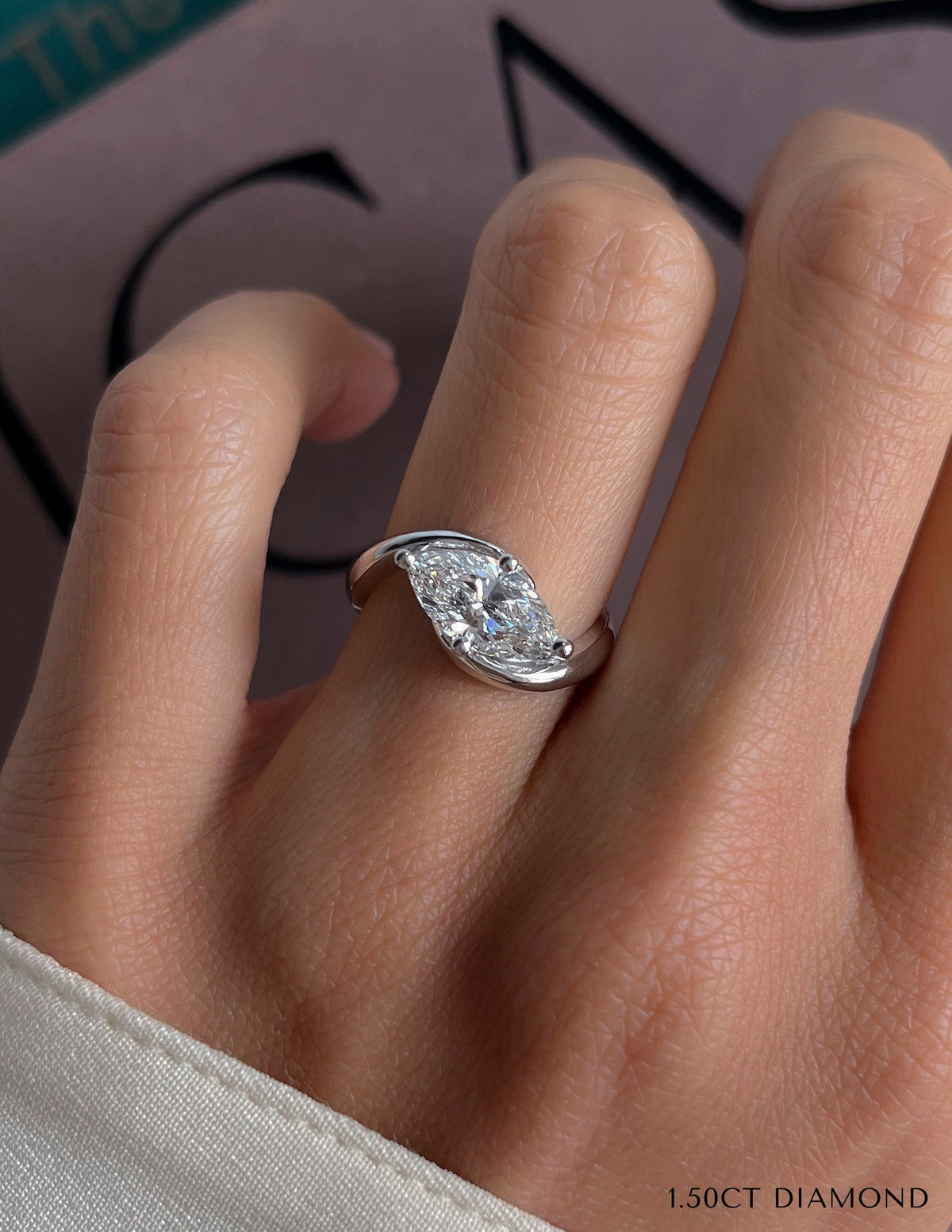 1.5 CT Marquise Cut Lab Grown Diamond Solitaire Engagement Ring