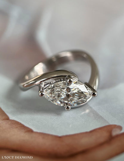1.5 CT Marquise Cut Lab Grown Diamond Solitaire Engagement Ring