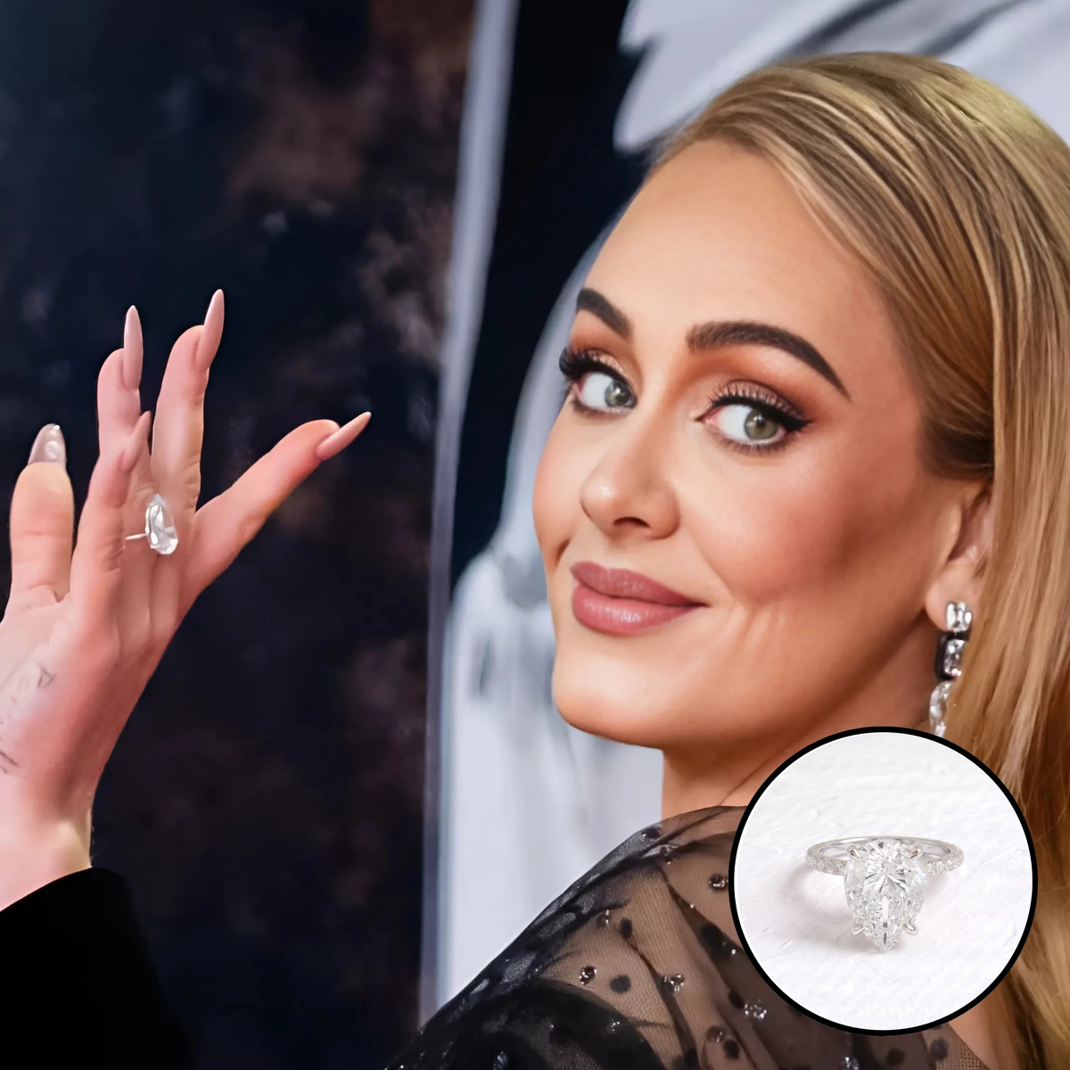 Adele – Inspired Pear Cut Pave Lab Grown Diamond Engagement Ring