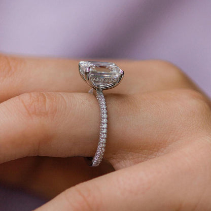 3.25 CT Emerald Pave Lab Grown Diamond Engagement Ring