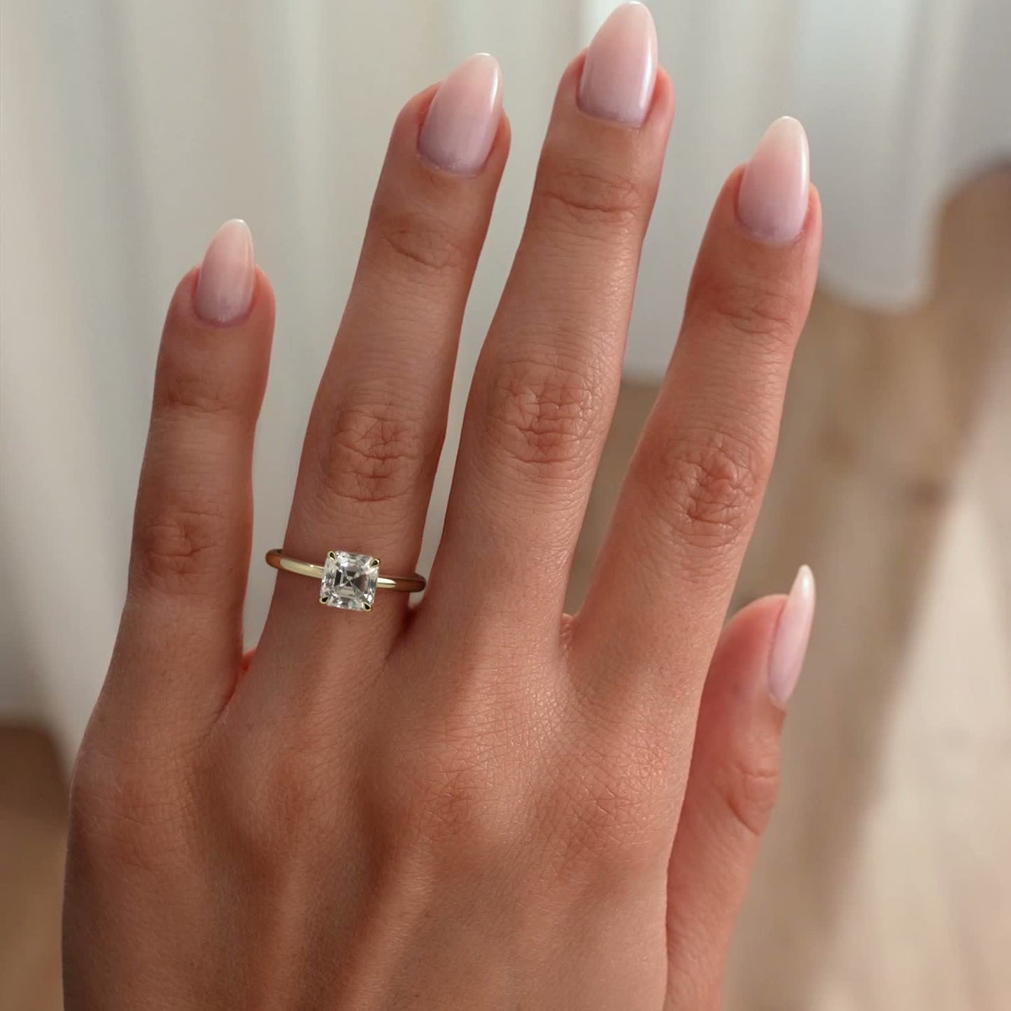 Asscher Solitaire Lab Grown Diamond Engagement Ring