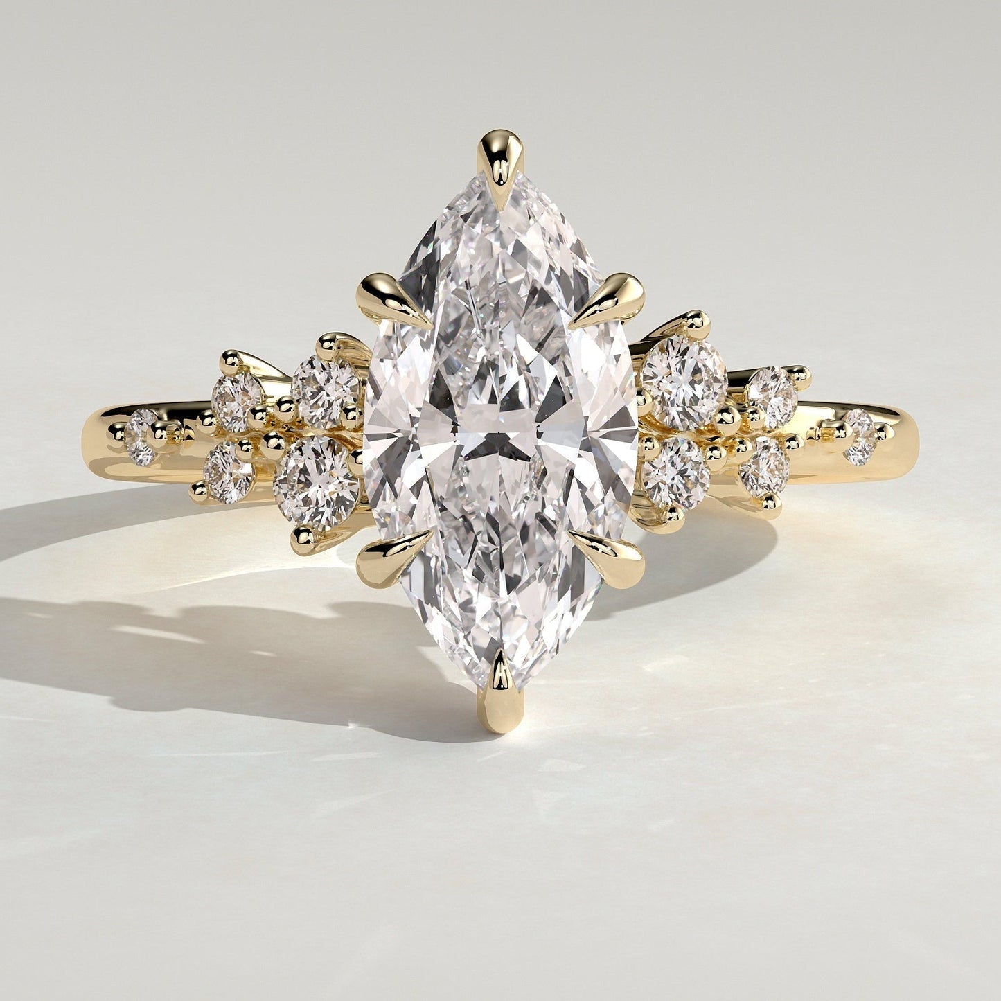 Marquise Cluster Lab Grown Diamond Engagement Ring