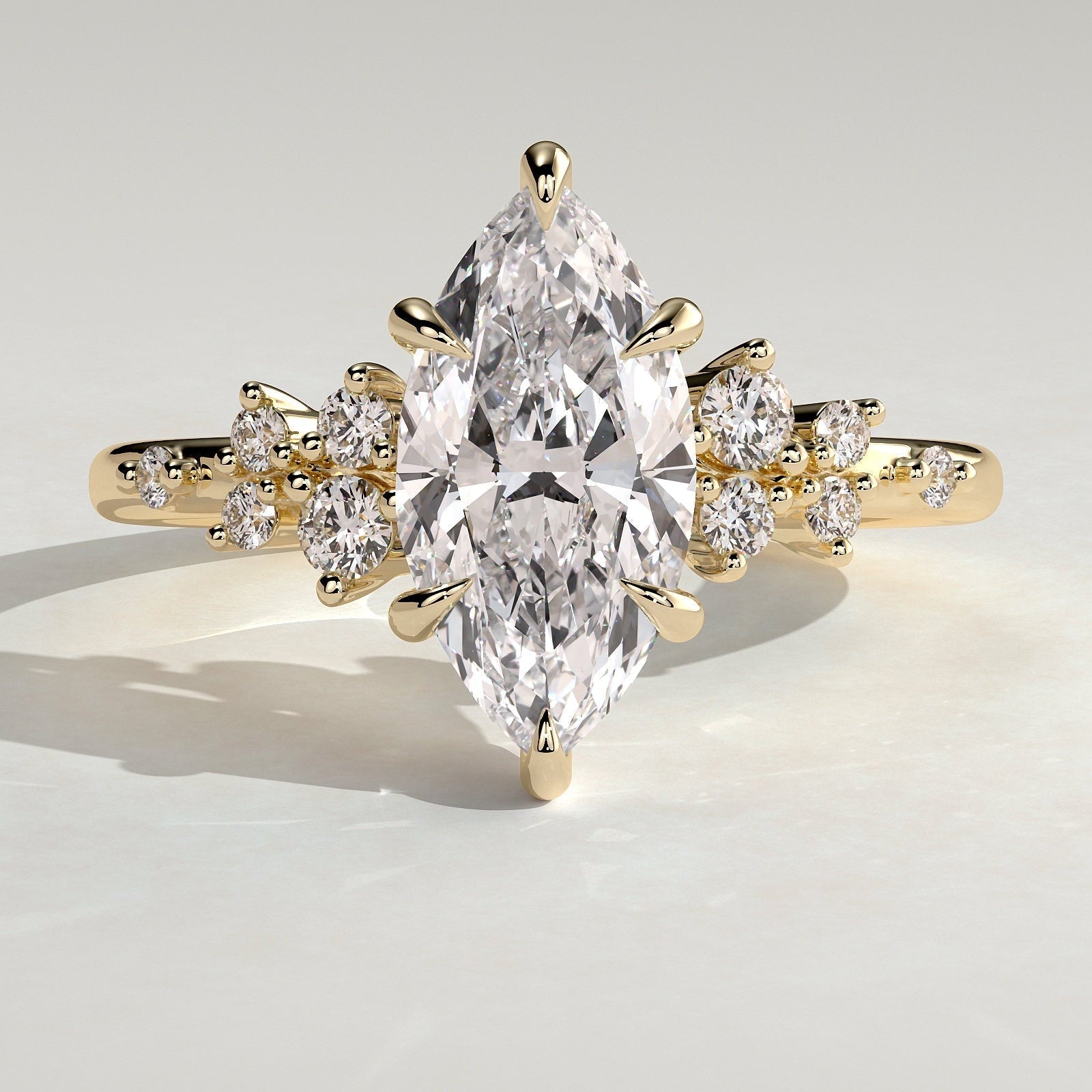 Marquise Cluster Lab Grown Diamond Engagement Ring