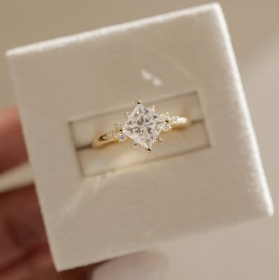 Princess Cluster Lab Grown Diamond Engagement Ring