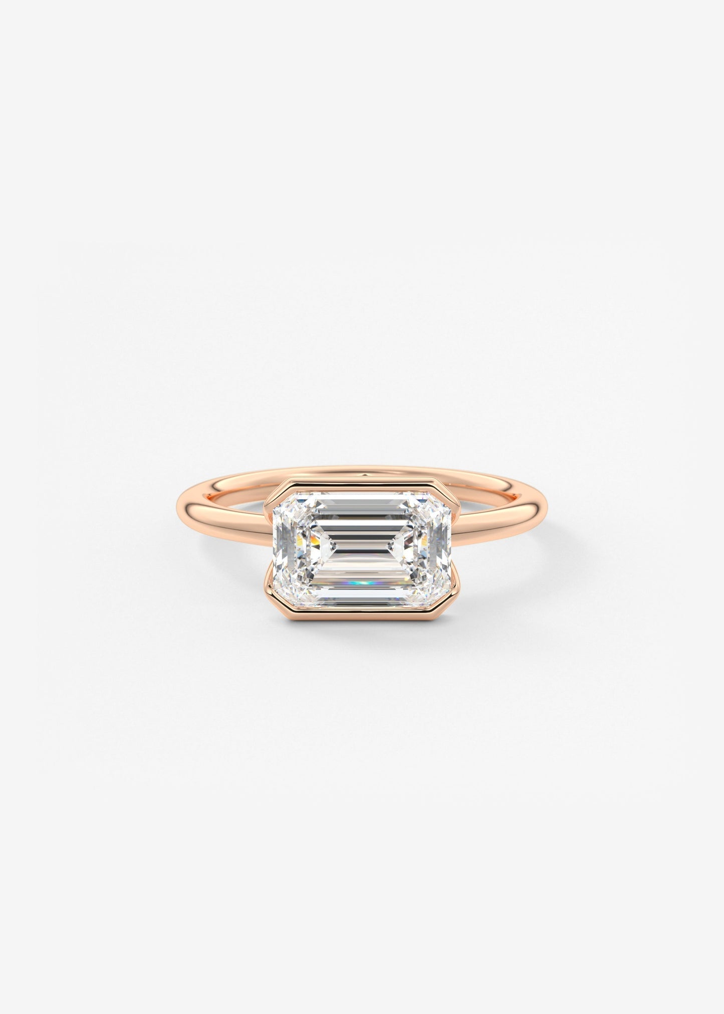 Emerald Half Bezel Lab Grown Diamond Engagement Ring
