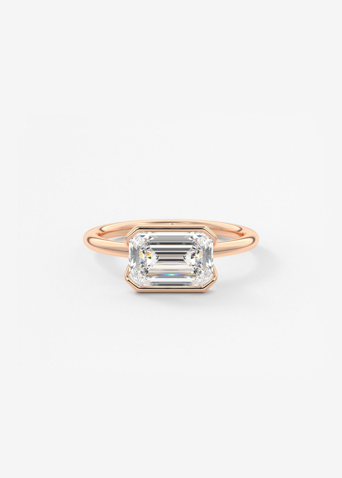 Emerald Half Bezel Lab Grown Diamond Engagement Ring