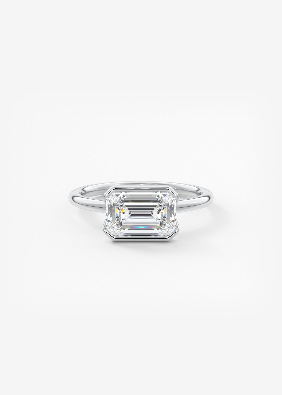 Emerald Half Bezel Lab Grown Diamond Engagement Ring